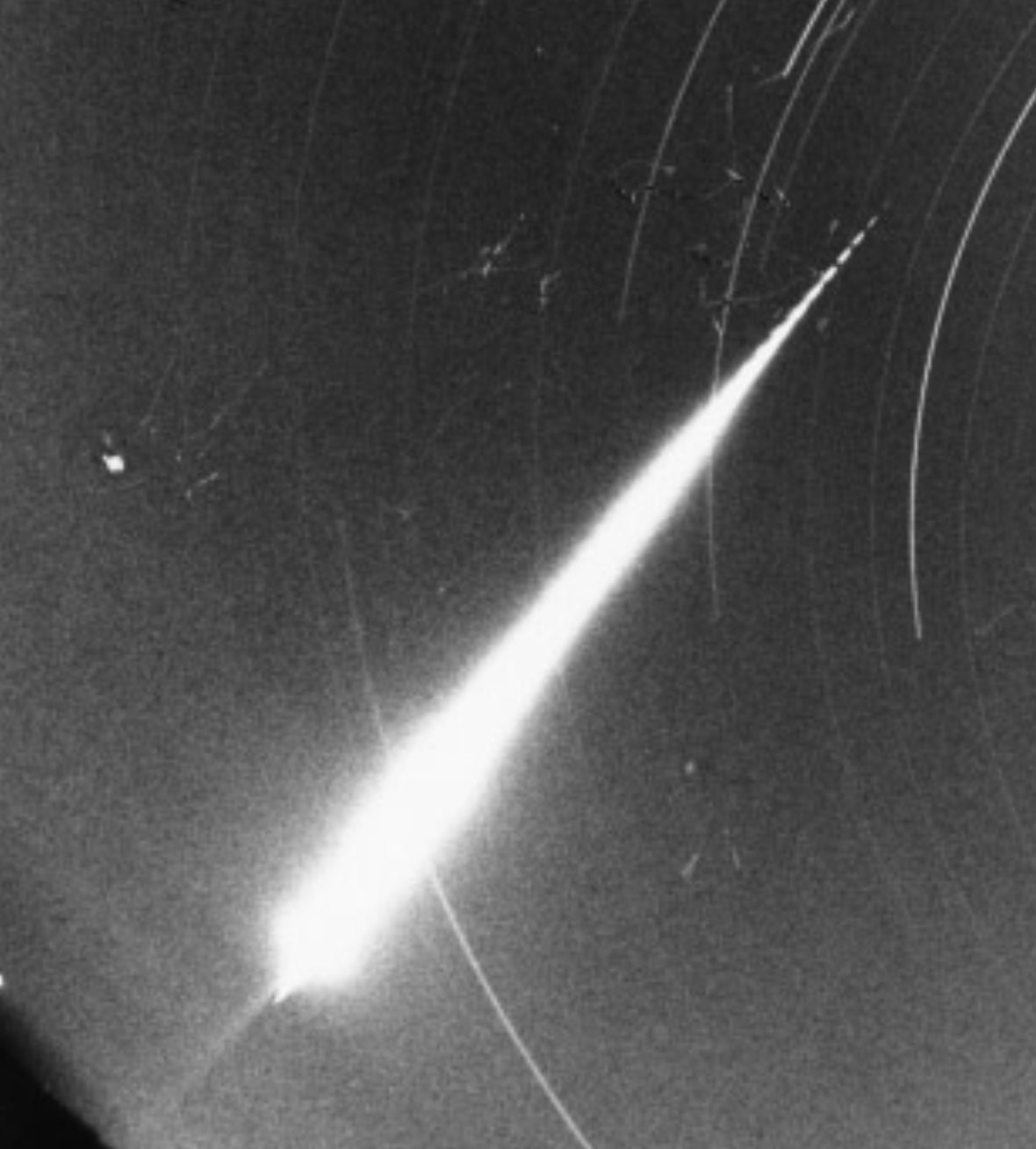 A bright fireball with a persistent train