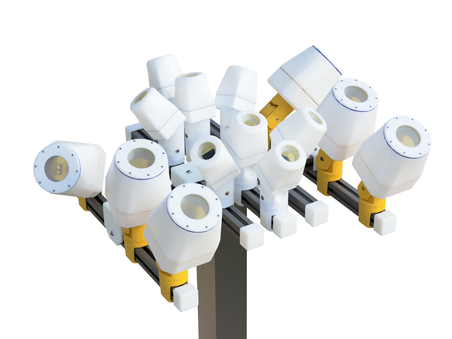 Render of the Luciole 14-camera fly's-eye array