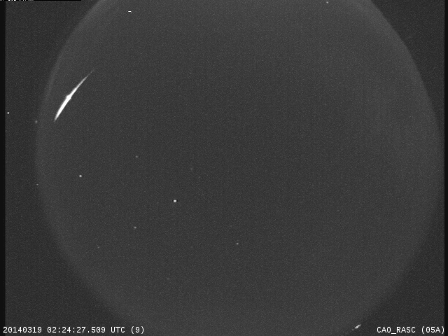 Composite all-sky camera image of the end of the fireball as seen from Collingwood